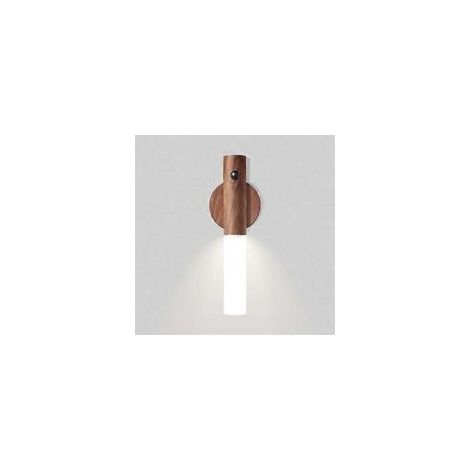 Wandleuchte für den Innenbereich mit Sensor, multifunktionale Holzlampe, abnehmbare Designer-Nachttischlampe mit Magnetfuß, tragbares wiederaufladbares LED-Nachtlicht (W-Crezuo)