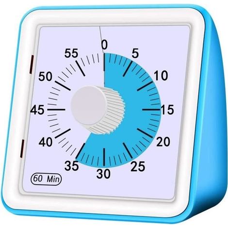 Timer analogico (blu) – Blu – 60 minuti – Silenzioso – Strumento per la gestione del tempo – Bambini e adulti (1/4)