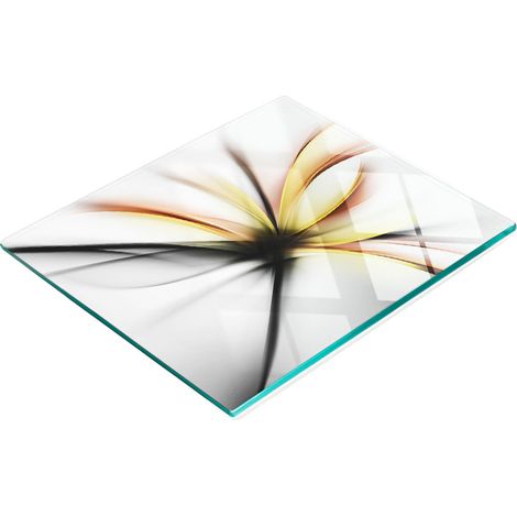 Dekoratives Schneide- und Servierbrett aus Glas, abstraktes Blumenmuster, 60 x 52 cm (1/5)