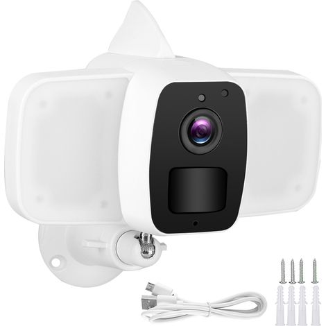 Caméra projecteur WiFi 1080P avec vision nocturne PIR, IP65 étanche, pour sécurité maison jardin, compatible Tuya (1/5)