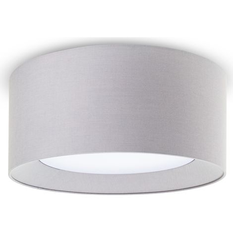 Paco Home Lámpara Techo Mesa Comedor Salón Moderna Oficina Redonda Pantalla Tela E27 Gris, Ø45cm