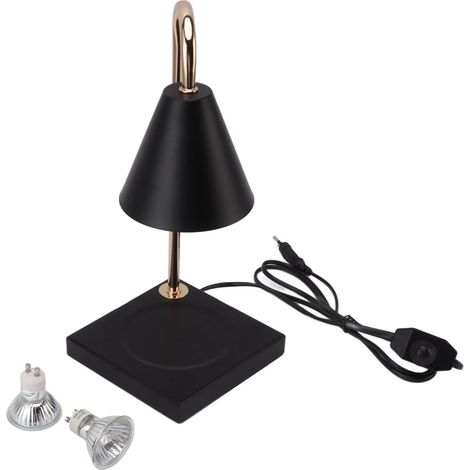 Lampe chauffe-cire Toivize GU10 design minimaliste en fer noir avec variateur intégré et 2 ampoules incluses pour ambiance cosy (1/5)