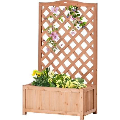 Outsunny Rankgitter-Pflanzkasten, geöltes Tannenholz, 70 x 28 x 117 cm