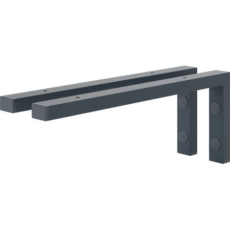 Holzbrink 2x Wandkonsole Grau für Waschtisch, 400x150 mm Modell L
