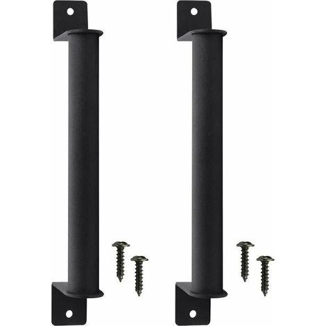 Lot de 2 poignées de porte coulissantes en acier carbone noir – Design rétro anti-corrosion – Installation facile avec vis M4 (1/5)