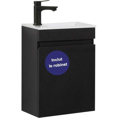 Hand Wash Basin Unit 40 cm already assembled (Black 40 cm with Black Mixer) (1/5)
