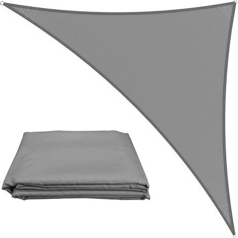 Voile d'ombrage triangulaire imperméable 4x4x5,7 m - Voile d'ombrage pour extérieur avec protection UV pour arrière-cour, piscine, patio et activités de jardin et usage familial (Gris clair) (1/5)