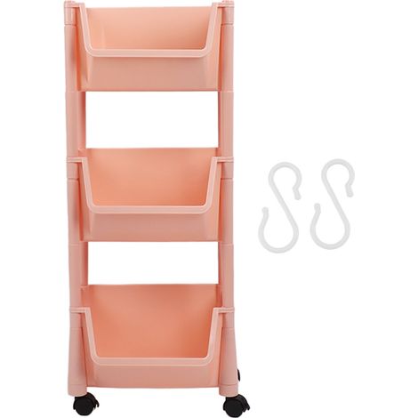 Organisateur de rangement roulant compact, grande capacité, chariot utilitaire mobile, étagère à livres avec roulettes verrouillables, 3 niveaux, sans couvercle (1/5)
