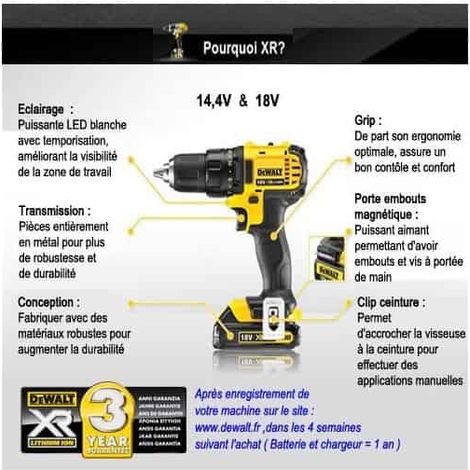 Dewalt – Perceuse-visseuse sans fil 18V 4.0Ah Li-Ion – Moteur sans charbon – 2 vitesses – Mandrin 13 mm tout métal – DCD790M2 — vue 5