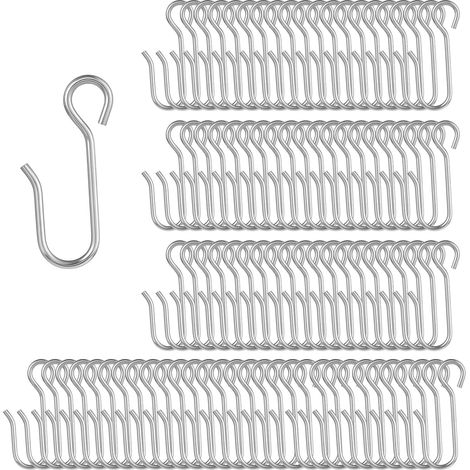 Lot de 90 Crochets à Rideaux, Crochets Métalliques en S, Accroches Glisseurs de Rails de Rideaux, Accessoires pour Tringle et Rail de Rideaux pour Porte, Fenêtre, Salle de Bain et Plafond (1/5)