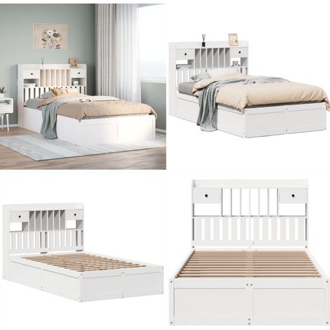 Estructura de cama sin colchón madera de pino blanco 135x190 cm - Estructura de cama - Cama sin colchón