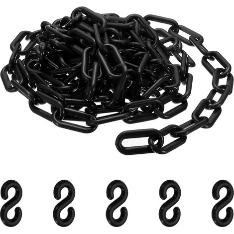 16.4 Pieds Chaîne En Plastique À Maillons, Barrière De Sécurité Colorée Avec Boucle Pour Parcs Aéroports Parkings Gestion De Foule, Noir (50 x 5.5 Mm) (1/5)
