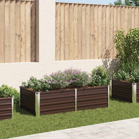 Jardinière-Pot de fleur-Bac à fleurs 160 x 80 x 45 cm Acier galvanisé Marron (1/5)