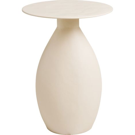 Tavolino d'appoggio Calais in metallo smaltato bianco sporco ø36×50 cm