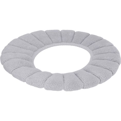 Housse de siège de toilette épaisse, lavable et douce, qui garde la chaleur, agréable au toucher, durable et de couleur élégante. Coussin de siège de toilette gris. (1/5)