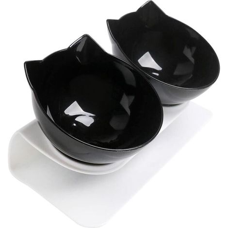 Bols double nourriture pour animaux - Anti-dérapant - Chats - Plastique