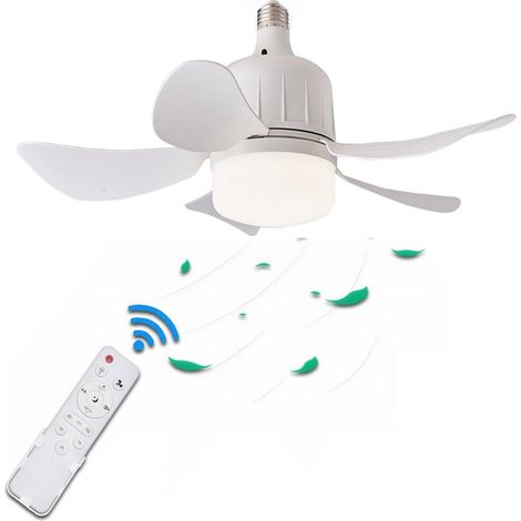 5 Blades E27 LED Ceiling Fan Light Remote Dimmable 3 Color White Large Box 85 265V For Living Room Study (1/5)