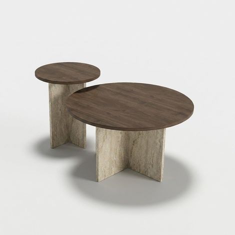Private Runde Holztisch-Sets aus Holz fürs Wohnzimmer - Walnuss (1/5)