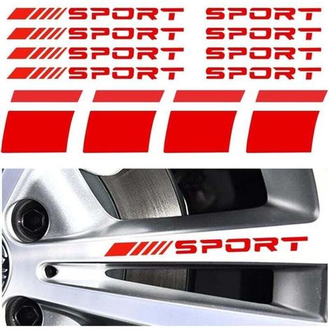 12 pegatinas reflectantes para llantas de coche, franjas con logotipo de neumáticos deportivos, pegatinas con letras para ruedas, franjas adhesivas para llantas de coche (rojo) - Crezuo