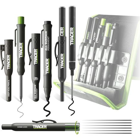 Tracer AMK5 5pc Marker Kit Carpenter Pencil Long Nib Markers Clog-free Site Pens (1/5)