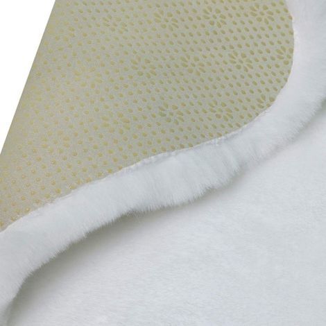Kunstfellteppich aus Kaninchenfell, Kunstschaffellteppich, Wollteppich, rutschfester Teppich für Wohnzimmer, Schlafzimmer, Sofa-Bodenmatte, superweich, haart nicht (weiß, rund 30x30cm) (1/4)