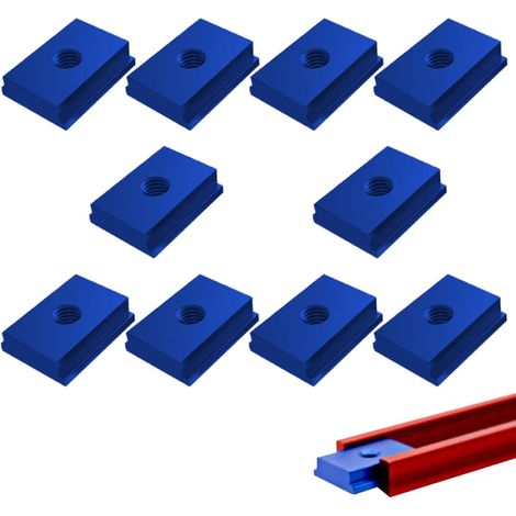 10 T-Nutmuttern, M8-Gewinde, Gleitmuttern, Steckschlüssel für Holzbearbeitungswerkzeuge, blau (1/4)