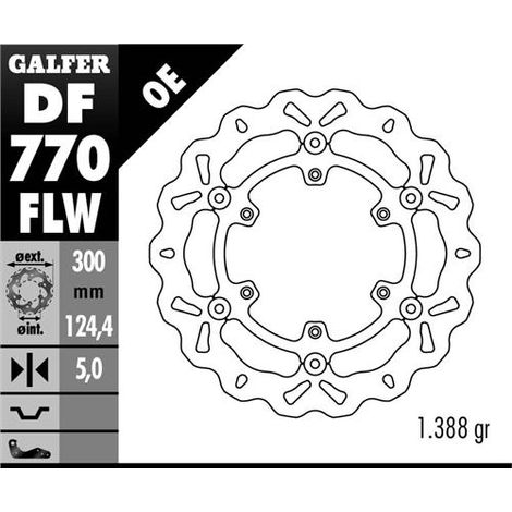 Galfer Vorderradbremsscheibe für KTM 950/990 Adventure '02-'11, LC4 620/640/660/690 (300x124, 4x5) Wave
