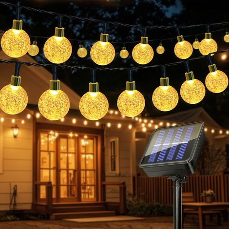 Guirlande Lumineuse Solaire Exterieur, 11M 60 LEDs Guirlande Exterieure Jardin, IP65 Étanche, 8 Modes Lumiere Solaire Extérieur Décoration pour Jardin, Cour, Arbres, Mariage, Fête(Blanc Froid)