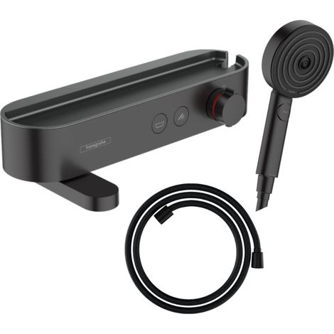Pack mitigeur bain douche thermostatique HANSGROHE ShowerTablet Select + Flexible Designflex + Pommeau de douche Pulsify Select 3 jets Noir mat