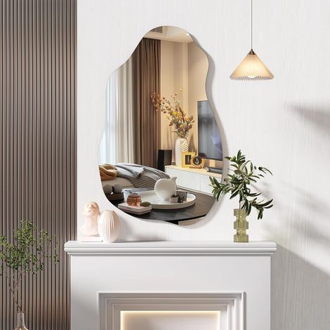 Miroir Asymétrique irrégulier, 50 x 80 cm Grand Moderne Irrégulier Miroirs pour Salle de Bain, Chambre à Coucher (1/5)