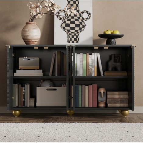 Aparador mueble almacenaje 4 puertas MDF 120 cm OKMYHOME (1/5)