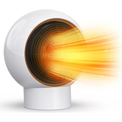 Calefactor con ventilador, calefactor de bajo consumo energético con protección contra sobrecalentamiento, calefactor eléctrico de calentamiento rápido en 3 segundos para dormitorio, oficina en casa,  (1/5)