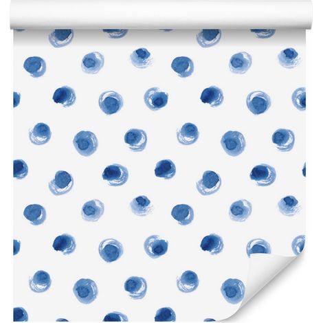 Papier peint à pois bleus pour salon et chambre 50x1000 cm (1/5)