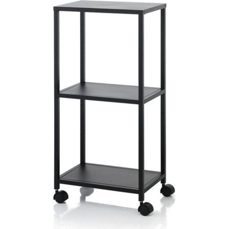 Carrello portaoggetti in metallo nero con ruote e 3 ripiani Siyo