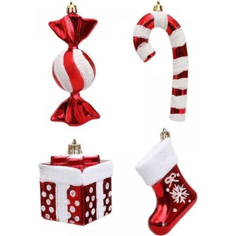 4-teiliges Set Christbaumschmuck, Hängedekorationen für Weihnachten, robuste Dekorationsaccessoires für Zuhause, Garten und festliche Anlässe