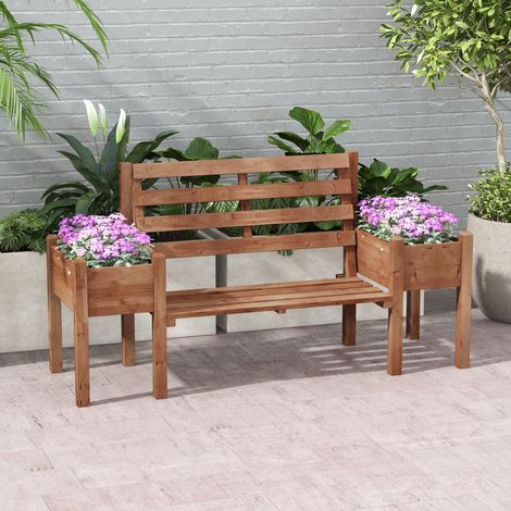 Banc de jardin avec jardinières, en bois, 184 cm x 59 cm x 95 cm, marron (1/5)
