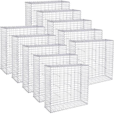 Songmics – Gabion pour pierre 100 x 90 x 30 cm – Acier galvanisé 4 mm – Montage sans outil – Pour murs, clôtures et décorations de jardin (1/5)