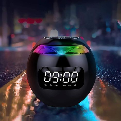 Enceinte Bluetooth sans fil avec radio FM, écran LED, son HD, réduction du bruit, lumières colorées et réveil portable (1/5)