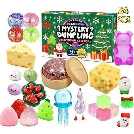 Ecleanfy - Calendrier de l'Avent 2026 Squishy Bao Bun, boîte surprise de 24 jours, jouet anti-stress tout doux (cadeau 1)