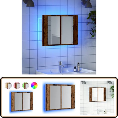 vidaXL Armoire à miroir LED vieux bois 60x12x45 cm bois d'ingénierie