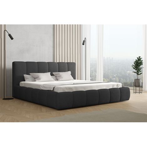 Polsterbett Doppelbett GIULIA Komplettset 140x200cm Stoff Freya Grafit (1/3)