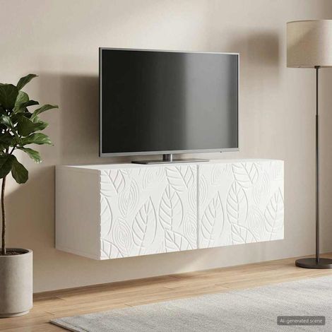 Wandmontierter TV-Schrank 98 x 41 x 30 cm Hochglanz Weiß (1/5)
