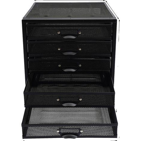 Étagère de bureau, design à 5 niveaux, construction en fer durable, noir (1/2)