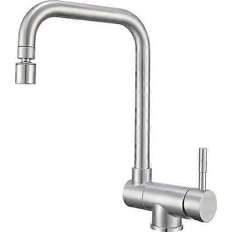 Robinet de cuisine pliable à 2 becs, robinet de cuisine sous fenêtre, robinet de cuisine pliable avec bec pivotant à 360 degrés, robinet d'évier pliable (1/4)