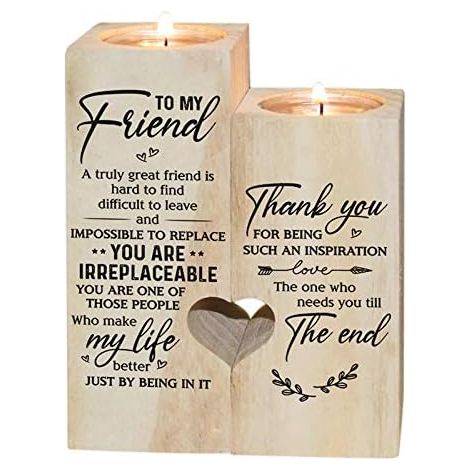 Porte-bougie - Merci d'être ma sœur, cadeau pour une amie, porte-bougie en bois (à mon amie) (1/3)