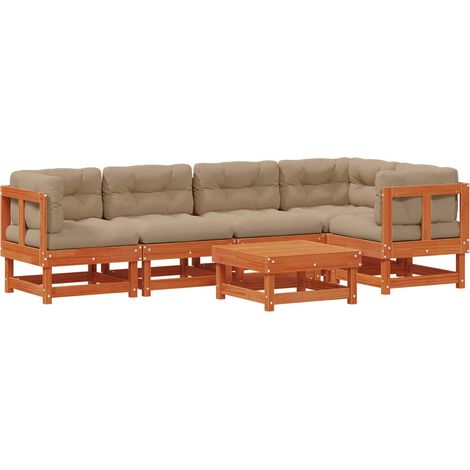 Garden Lounge Set 6 pcs Wax Brown Solid Pine Wood vidaXL (1/5)