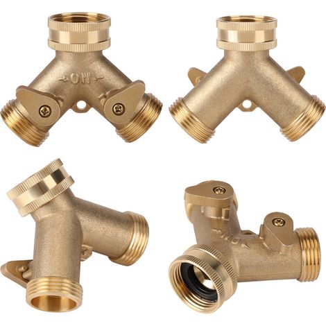 3/4"-Kupfer-2-Wege-Wasserverteiler für Gartenbewässerung, BSP-Anschluss mit Kugelventilen (1/5)