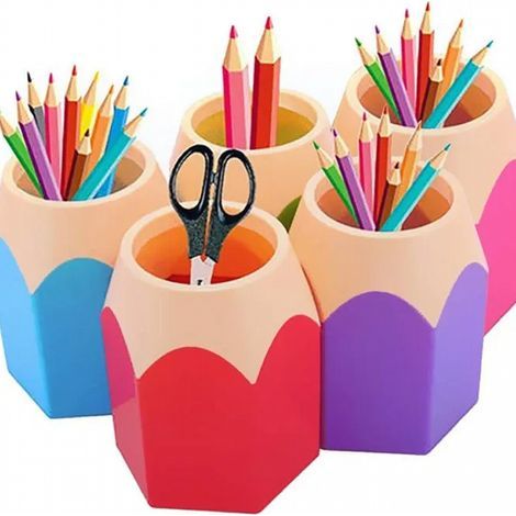 Set mit 5 verschiedenfarbigen Stiftehaltern, Stifteetui, Make-up-Pinselhalter, Schreibtisch-Organizer (1/5)