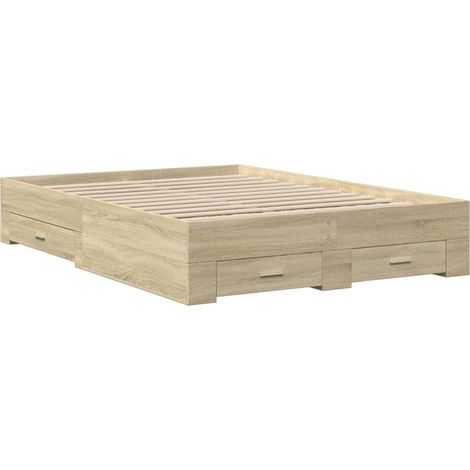 Cadre de lit et tiroirs chêne sonoma 140x190 bois ingénierie (1/5)