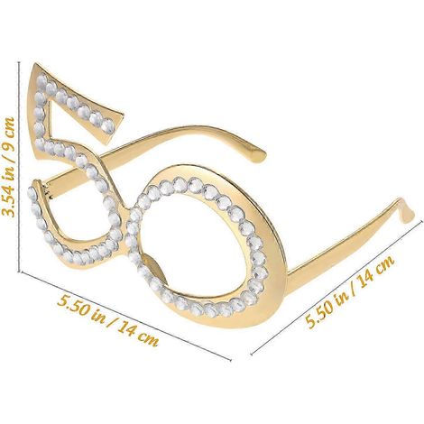 Accessoire photo pour fête d'anniversaire : lunettes commémoratives pour un 50e anniversaire, en plastique incrusté de strass, 1 paire (1/4)